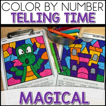 Telling Time Color By Number Worksheets Magical Themed