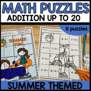 Addition to 20 Summer Themed Math Puzzles