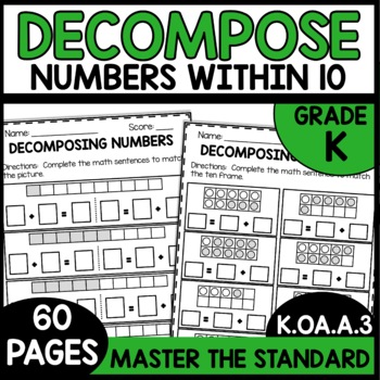 Decompose Numbers to 10 Worksheets