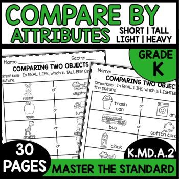 Comparing Attributes Worksheets