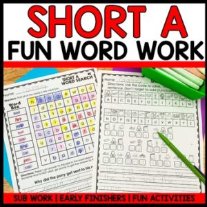 Short Vowel A Word Search