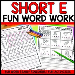 Short Vowel E Word Search