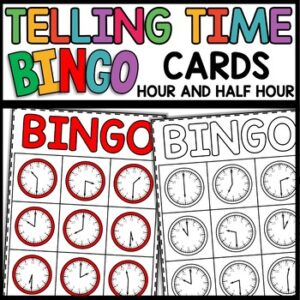 Telling time Bingo Game to the Hour and Half Hour