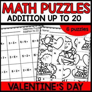 Valentine's Day Addition to 20 Math Puzzles