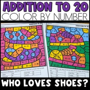 Shoes Color by Number Addition