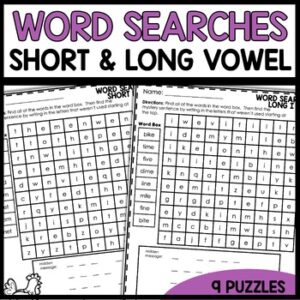 Short and Long Vowel Word Searches