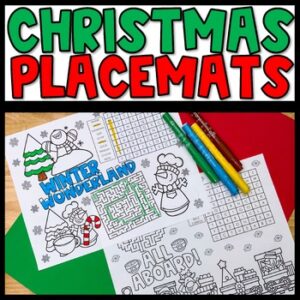 1st Grade Christmas Placemat Holiday Activity, Winter