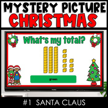 Christmas Place Value Math Puzzle, Hidden Picture Santa
