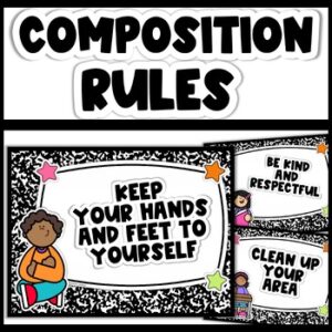 Class Rules Posters, Editable Colorful Notebook Decor