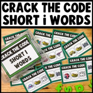 Crack the Code CVC Short i Phonics Mystery Word Task Cards Game for kindergarten word work