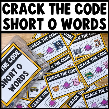 Crack the Code CVC Short O Phonics Mystery Word Task Cards Game for kindergarten word work