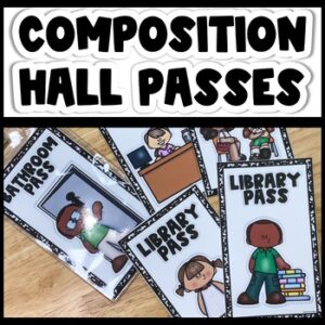 Editable Hall Passes, Composition Notebook Classroom Decor