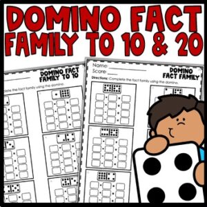 Fact Family Worksheets Grade 1, Domino Practice 10 & 20