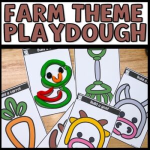 Farm playdough mats for kids featuring farm animals and STEM morning activities for fine motor practice