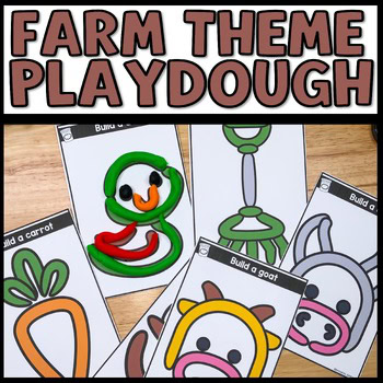 Farm playdough mats for kids featuring farm animals and STEM morning activities for fine motor practice