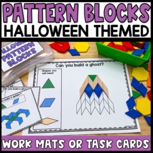 Halloween Pattern Block Mats, Task Cards, and Puzzles