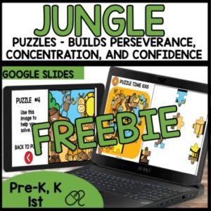 Jungle jigsaw puzzle freebie for kindergarten and 1st grade centers with 9 to 36 piece levels
