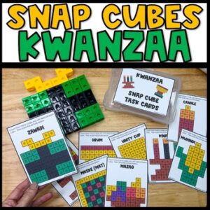 Kwanzaa Snap Cube Task Cards, STEM Pattern Activities
