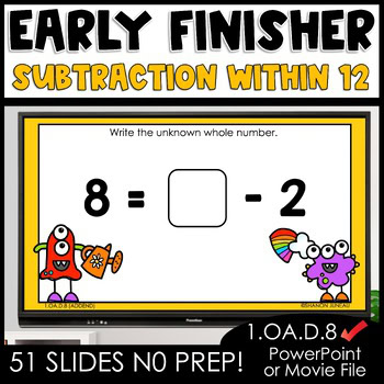 Missing Addend Subtraction Slides, 1st Grade Math Centers