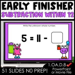 Missing Number Subtraction Worksheets, Find the Addend