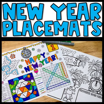 New Year 2026 Coloring Pages, Activity Placemat Sheet
