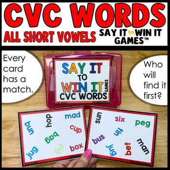 Short Vowel Review Short A E I O U Practice CVC Words Say It to Win It Games™