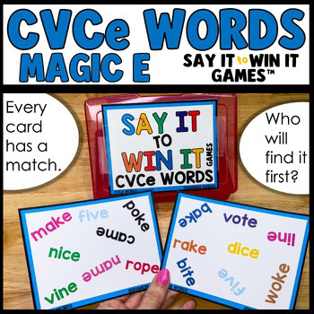 Long Vowel Sounds Phonics Games CVCe Magic E Silent E Say It to Win It Games