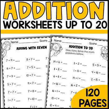 Addition to 20 Math Facts Fluency 1st Grade Worksheets Horizontal and Vertical
