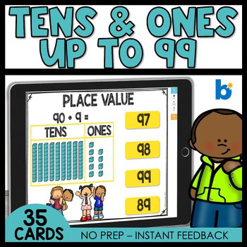 Place Value Tens and Ones Boom Cards Games 1st Grade Math Task Digital Resources