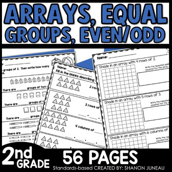 Arrays and Repeated Addition 2nd Grade Equal Groups Array Practice Worksheets