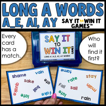 Long A Vowel Teams ai, ay, a_e Magic E with blends Say It to Win It Games™