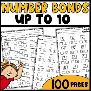 Number Bonds to 10 Missing Addends 1st Grade and Kindergarten Fun Math Worksheets