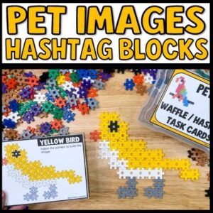 Pet STEM Task Cards, Hashtag Waffle Blocks Morning Activity