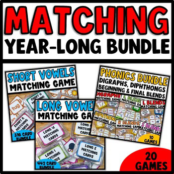 Phonics Matching Cards: Vowels, Blends, Digraphs