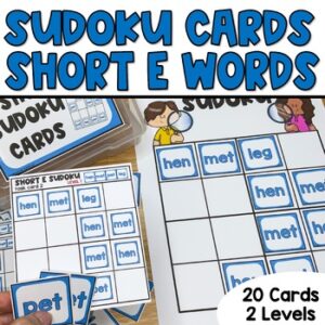 Short E Word Sudoku Puzzles for Kids, Easy and Medium