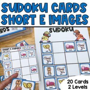 Short E Word Sudoku Puzzles for Kids, Easy and Medium