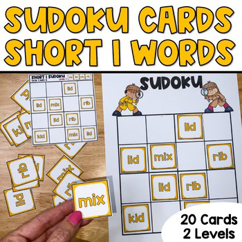Word Sudoku Puzzles, Short I Words, Kids Logic Activity