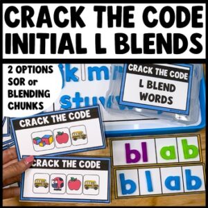 Crack the Code L Blends phonics task cards for bl cl fl gl pl sl beginning blends practice