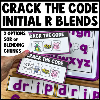 Crack the Code R Blends phonics task cards for br cr dr fr gr pr tr blend practice