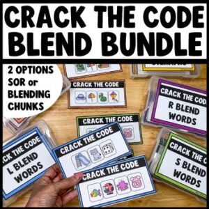Crack the Code Blends and Digraphs Phonics Task Cards Game for literacy centers and small groups