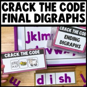 Crack the Code Final Digraphs Phonics Task Cards for sh ch wh th – Self-Checking Mystery Word Game