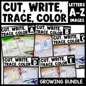 Cut and Paste Sentences Tracing Pictures Packet Beginning Letters Growing Bundle thumbnail