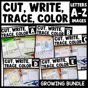 Cut and Paste Sentences Tracing Pictures Packet Beginning Letters Growing Bundle thumbnail