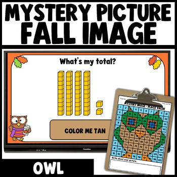 Fall autumn owl mystery picture math game place value to 100 worksheets for kids