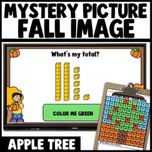 Fall autumn mystery picture math game place value to 100 worksheets apple tree thumbnail
