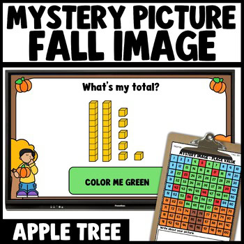 Fall autumn mystery picture math game place value to 100 worksheets apple tree thumbnail