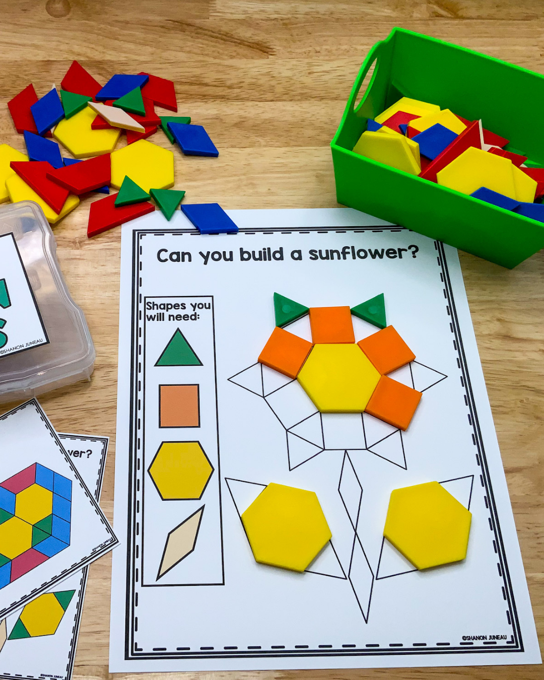 Fall Pattern Block Mats Composing Shapes Task Cards