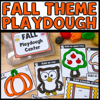 Fall themed playdough mats for kids fine motor practice and morning activities