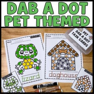 Pets dot markers coloring pages printables for pre-K and kindergarten fine motor skills activity