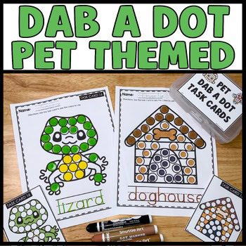 Pets dot markers coloring pages printables for pre-K and kindergarten fine motor skills activity
